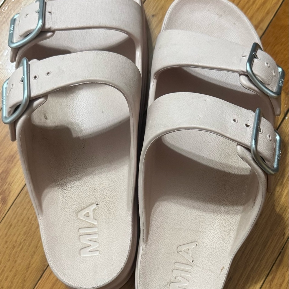 MIA Blush Sandals with Metallic Buckles - Picture 3 of 4